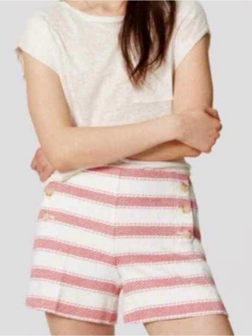 LOFT Riviera Red and White Striped High-Rise Shorts - Sz 4 - Great condition